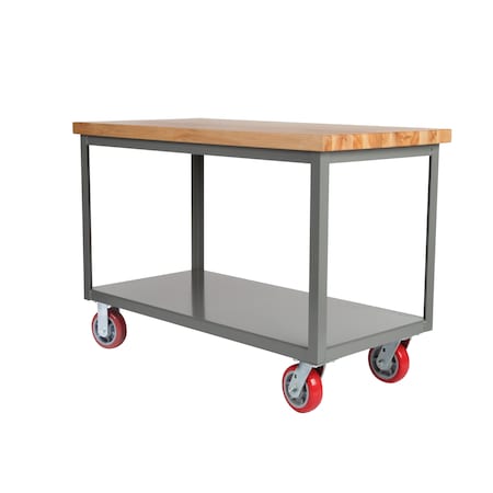 Little Giant Mobile Table, Butcher Block, 24" x 48", 3000 lbs. Cap, Floor Lock IPJ24482R6PYFL
